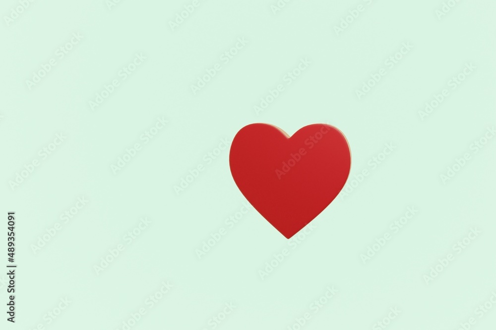 red heart 3d rendering on blue background