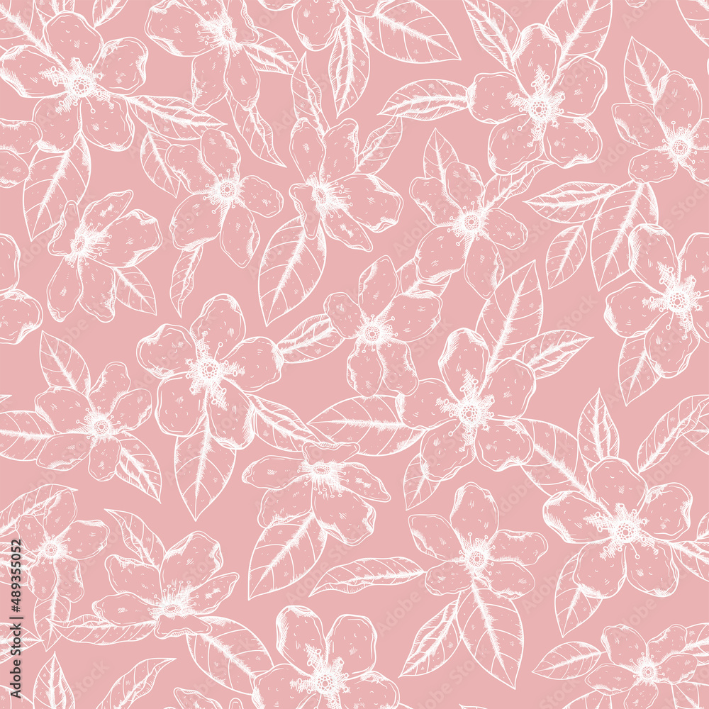 Lovely hand drawn cherry blossoms seamless pattern, sakura background, great for textiles, banners, wallpapers, wrapping - vector design Lovely hand drawn cherry blossoms seamless pattern, sakura background, great for textiles, banners, wallpapers, wrapping - vector design