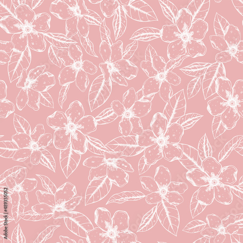 Lovely hand drawn cherry blossoms seamless pattern, sakura background, great for textiles, banners, wallpapers, wrapping - vector design