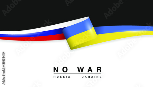 Ukraine VS Russia national flags icon. No war. Abstract Ukraine Russia politics economy relationship conflicts concept. 