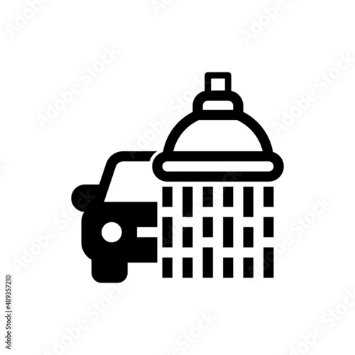 Car cleaning thin line icon. Car under shower. Vector illustration for car wash.