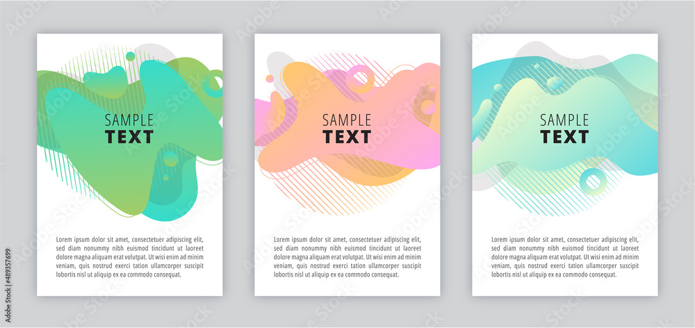 Poster with set of colored abstract modern graphic elements, colorful stains. Vector illustration. Creative design for posters, flyers, booklets, covers, wallpaper.