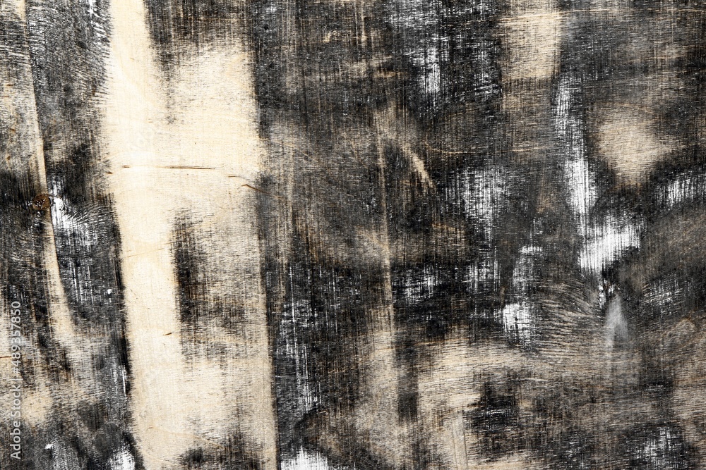 Obraz premium old wooden surface with different big scratched spots texture - pretty abstract photo background