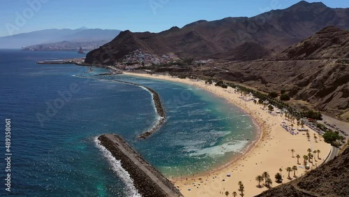 Top view of Las Teresitas beach with golden sand on the island of Tenerife. The Canary Islands. Spain photo