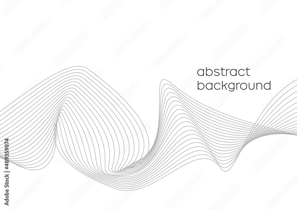 Grey wave line on white background abstract vector. 3D art dynamic wavy ...