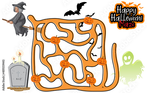 Maze game template in Halloween theme