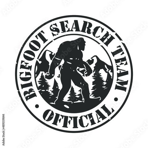 Bigfoot Team  Illustration Clip Art Design Shape. Yeti Search Official Silhouette Icon Vector. photo