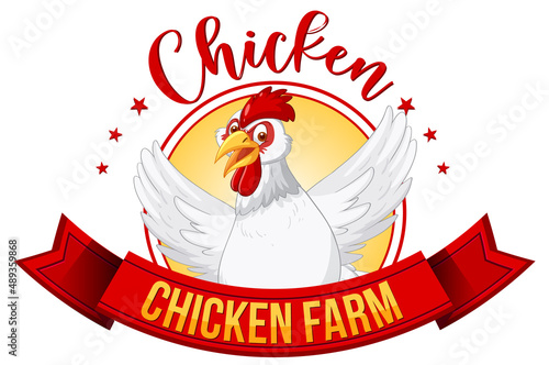 Chicken Farm banner with white chicken cartoon character