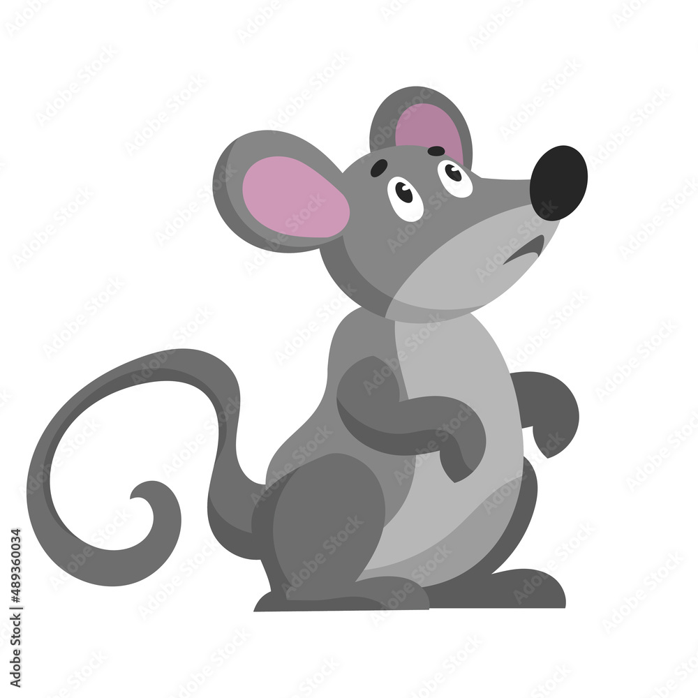 Sitting gray mouse. Animal in cartoon style. Sitting gray mouse. Animal in cartoon style.