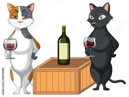 Cute pet party on the white background