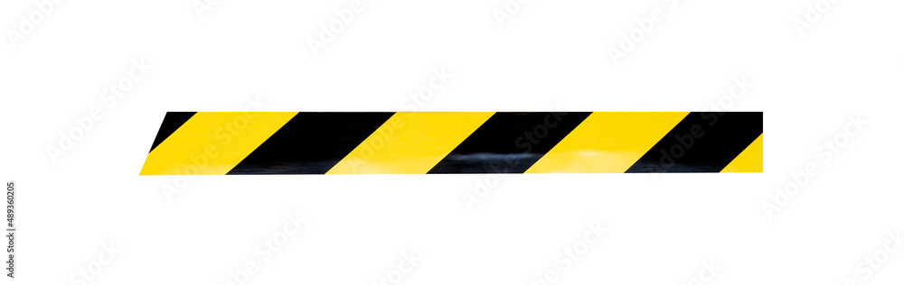 Piece of warning yellow black tape isolated in white Piece of warning yellow black tape isolated in white