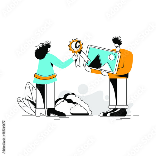 Original Artwork Flat Illustration NFT concept, color green, yellow, black, minimal modern line style, can be used for landing page, web, UI, banner, template, background, web development