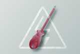 Vector image of a red plastic dielectric screwdriver on a simple gray background.