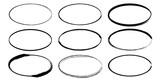 Oval frames. Hand drawn grunge round doodle ring. Stock vector Stamp emblem illustration isolater on white background.