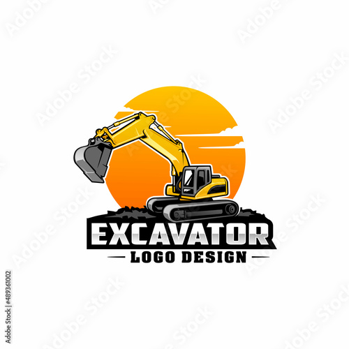 excavator - construction logo vector