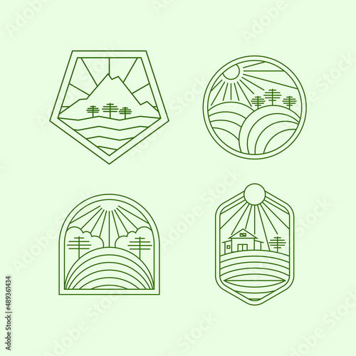 Outdoor monoline badge design It is suitable for industry, companies and communities and is easy to use in various media