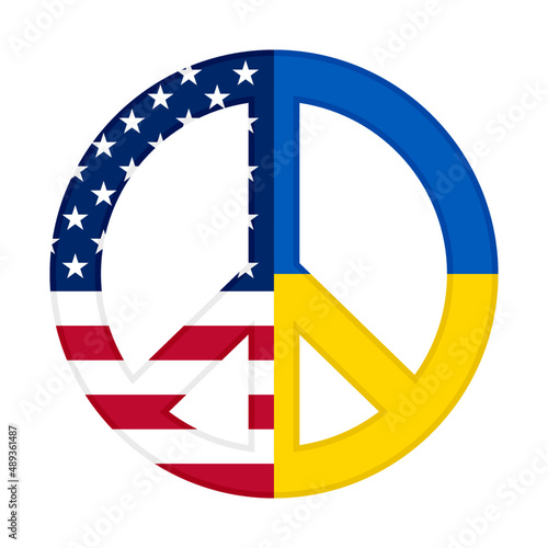 peace icon of usa and ukraine flags. vector illustration isolated on white background