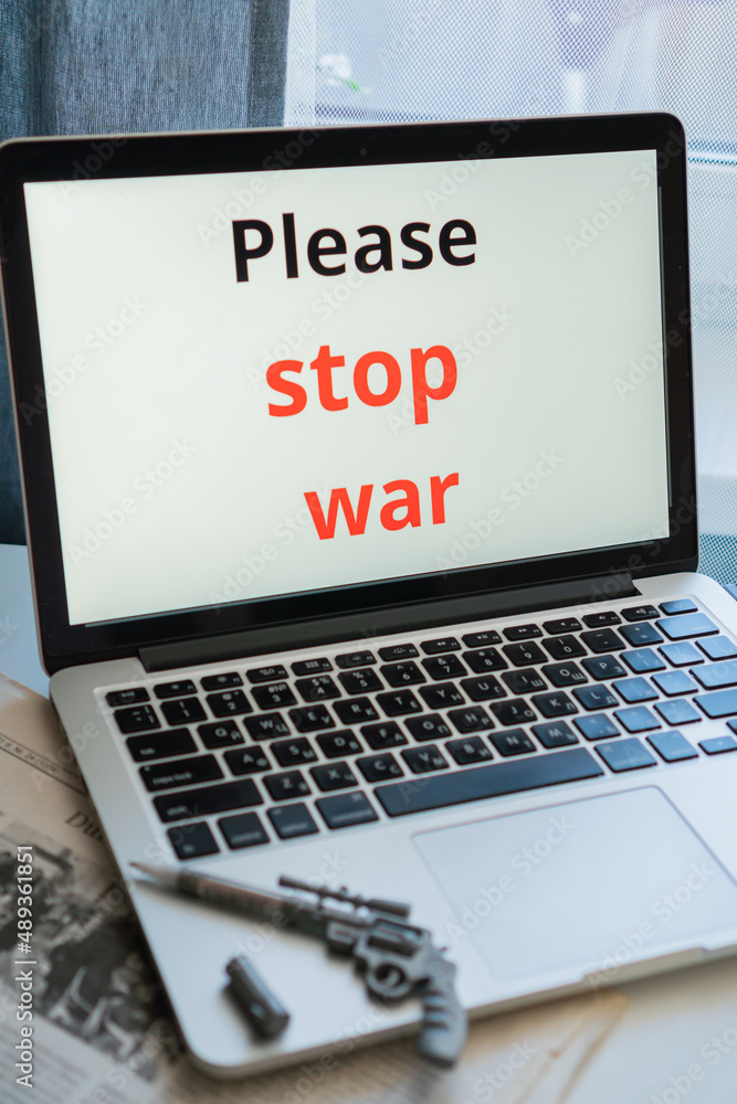 the inscription on the laptop monitor screen the inscription on the laptop monitor screen