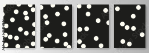 Set Collection of black backgrounds with white circles, polka dots