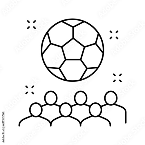 soccer kids party line icon vector illustration