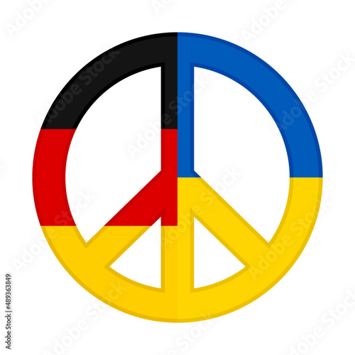 peace icon with germany and ukraine flags. vector illustration isolated on white background
