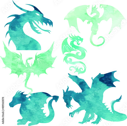 dragon wild animal watercolor vector