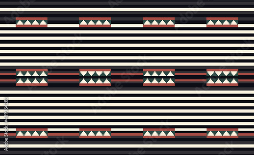 Original Seamless Navajo pattern made in vector. Geometric design. Tribal southwestern native american navajo carpet in real orange, black, green, white colors. Woman style blanket, second phase. photo