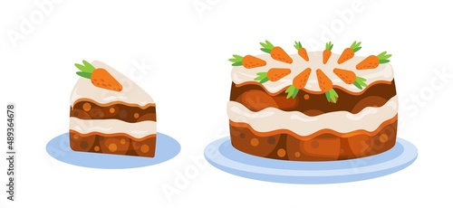 Sweet carrot cake for cakery. Surprise easter cake for party, birhday, social media post.