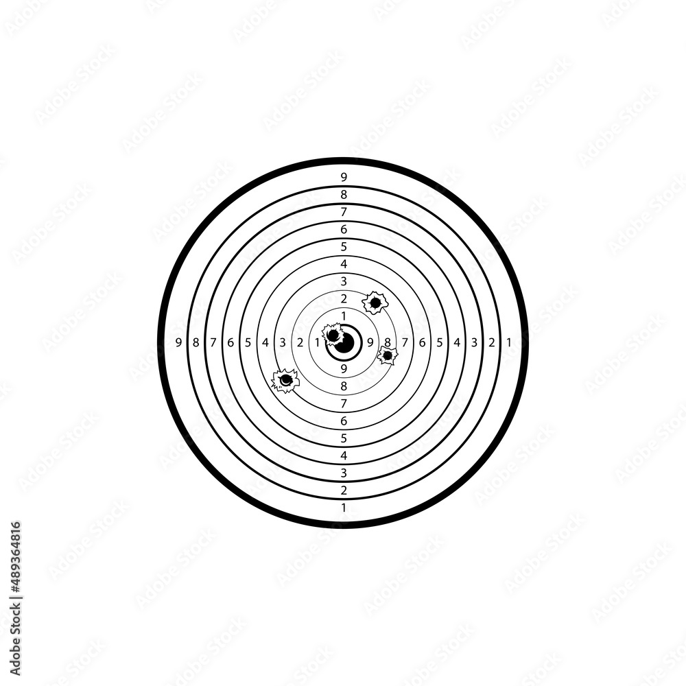 Gun, pistol Target with Bullet Holes Vector Illustration Gun, pistol Target with Bullet Holes Vector Illustration