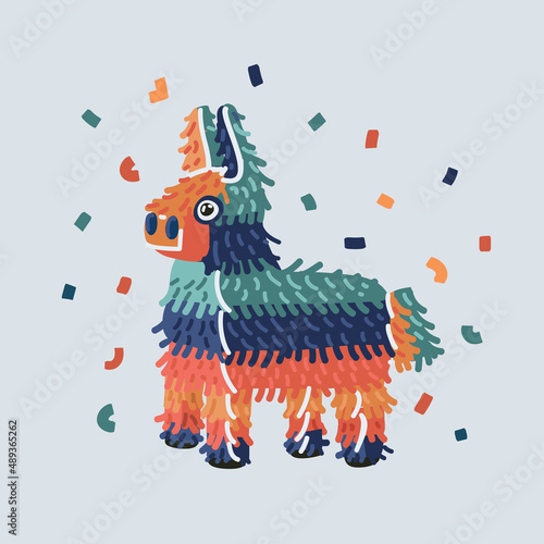 Vector illustration of Pinata lama with sweets for birthday.