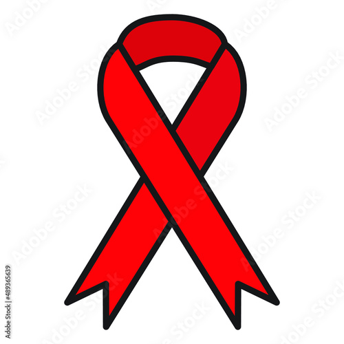 red ribbon donation help icon