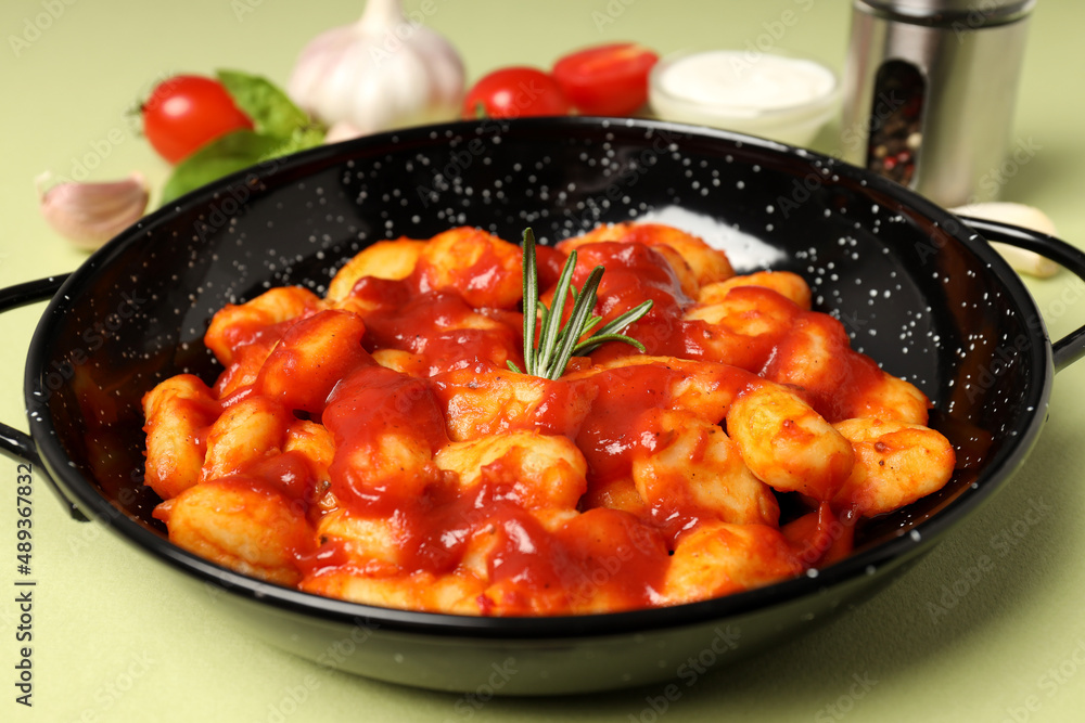 Concept of tasty food with gnocchi, close up Concept of tasty food with gnocchi, close up