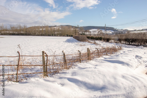 Snow covered land and fence. © Jenn's Photography 