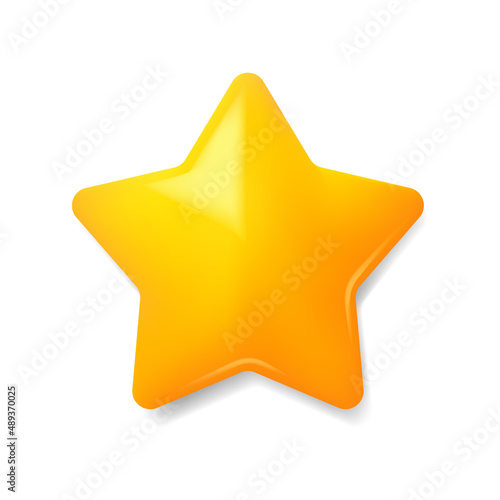 Vector illustration of realistic star shape with highlight and shadow. Suitable for design element of game  rating  and award achievement. 3D star icon.