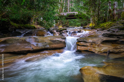 Small waterfall at the china bowls in Cumberland, BC, Canada