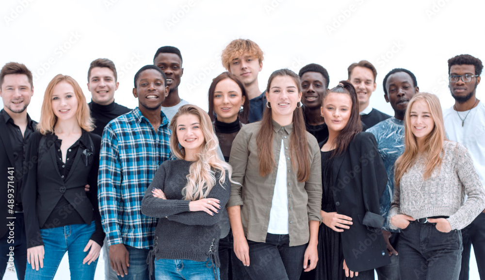 full length . group of diverse young people standing together full length . group of diverse young people standing together