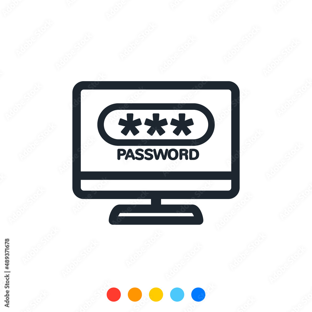 Computer password entry icon, Vector and Illustration. Computer password entry icon, Vector and Illustration.