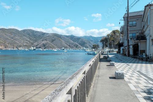 春の青空と美しい海の戸田の風景 沼津市戸田