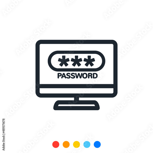Computer password entry icon, Vector and Illustration.