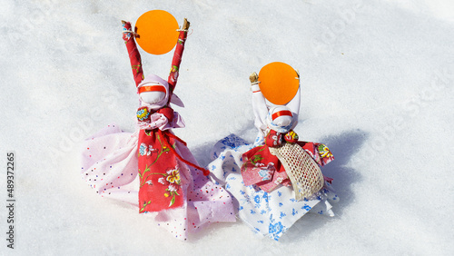 santa claus and snowman on the snow