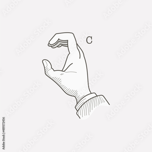 C letter logo in a deaf-mute hand gesture alphabet.
