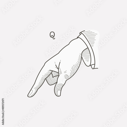 Q letter logo in a deaf-mute hand gesture alphabet.
