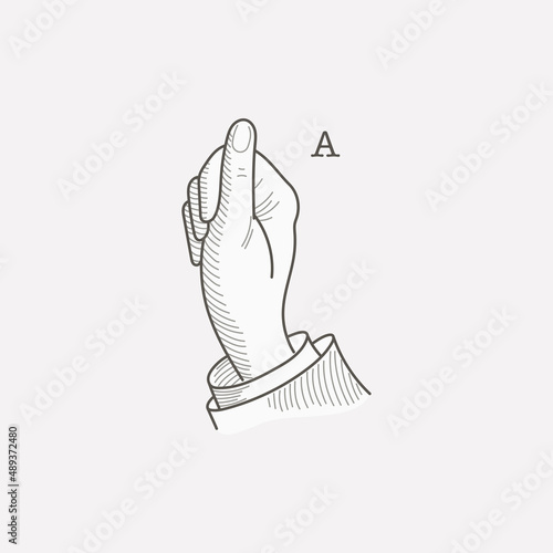 A letter logo in a deaf-mute hand gesture alphabet.