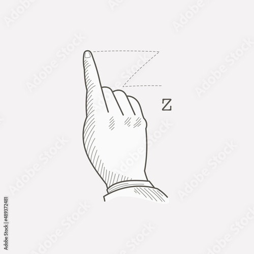 Z letter logo in a deaf-mute hand gesture alphabet.