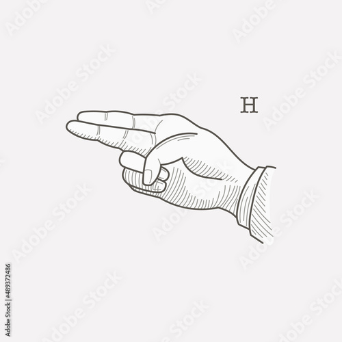 H letter logo in a deaf-mute hand gesture alphabet.