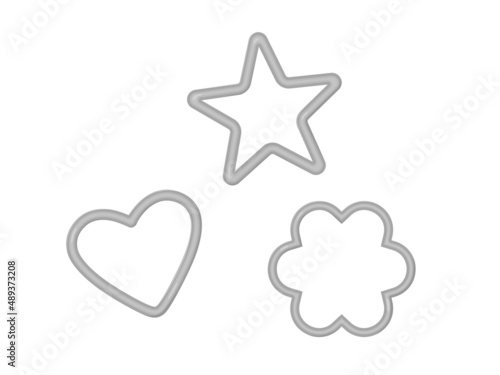 Metal cookie cutters. Heart, star and flower mold.
