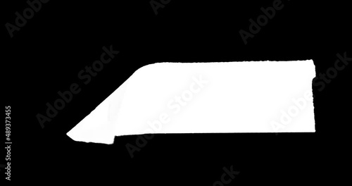 string ripping of single black fabric tape sticker with luma mask for your 2d animation.
