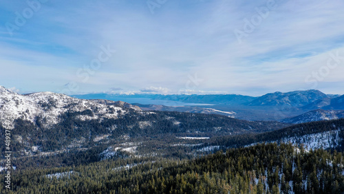 Panoramic view of the Sierra-neveda mountains and beach in winter photo