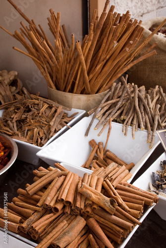 Cinnamon stick in a variety of sizes and shapes for sale in an Israeli market