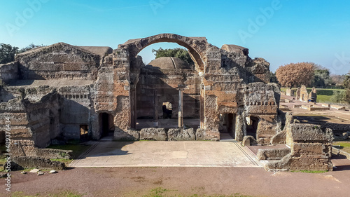 Shot of ruins and archaeological remains of a large villa complex Hadrian's Villa, Italy photo
